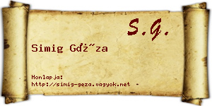Simig Géza névjegykártya
